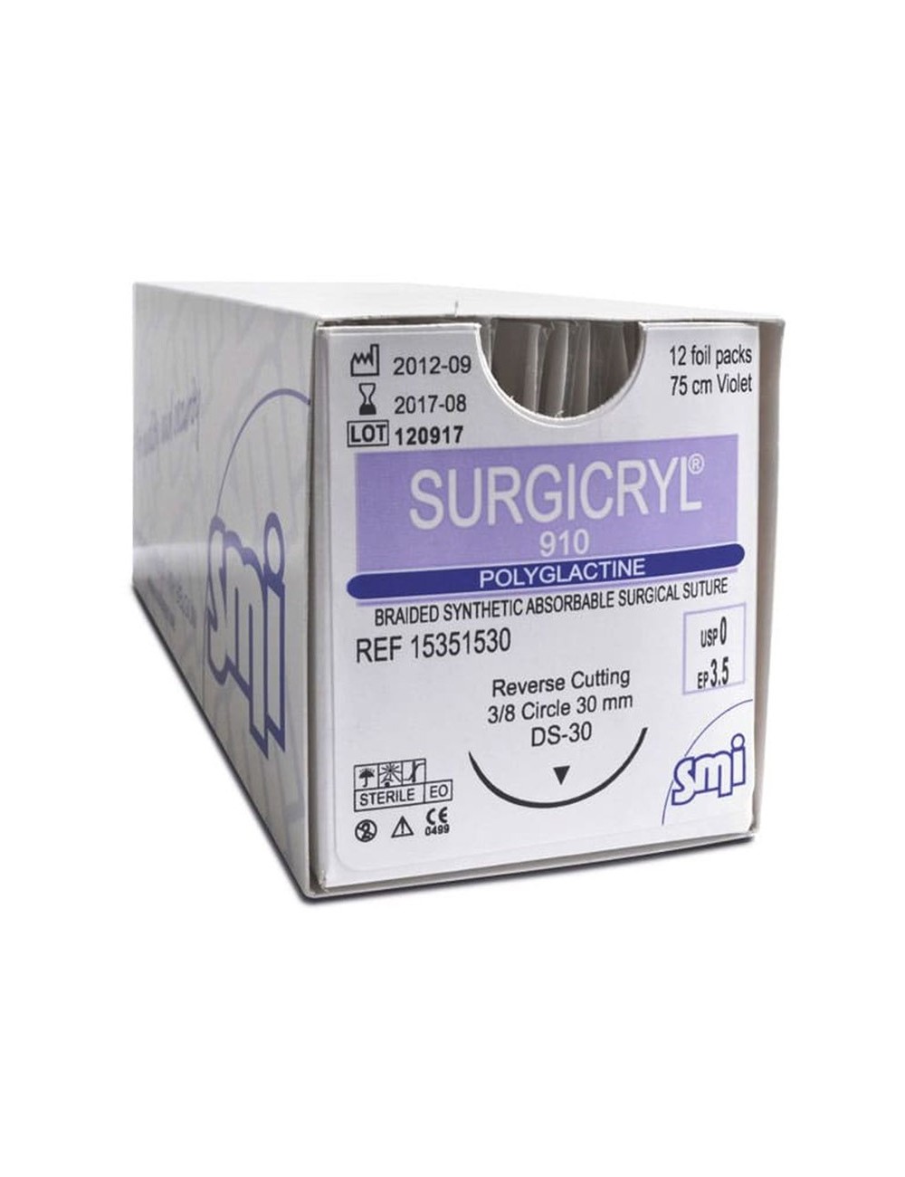 SURGICRYL 910 75CM DEC.4 (1) AIG.1/2 CERC. TRIANG. 26MM (X 12)